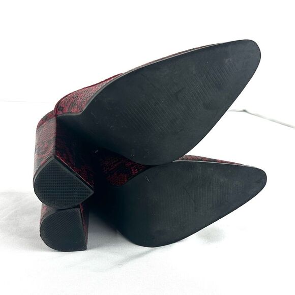 SHOE DAZZLE Rosemunda Red & Black Snakeskin Print Block Heeled Mules Sz 6 - Picture 9 of 9
